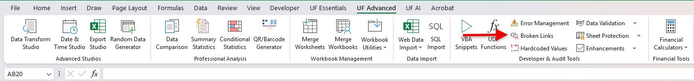 Broken Links Detector for Excel