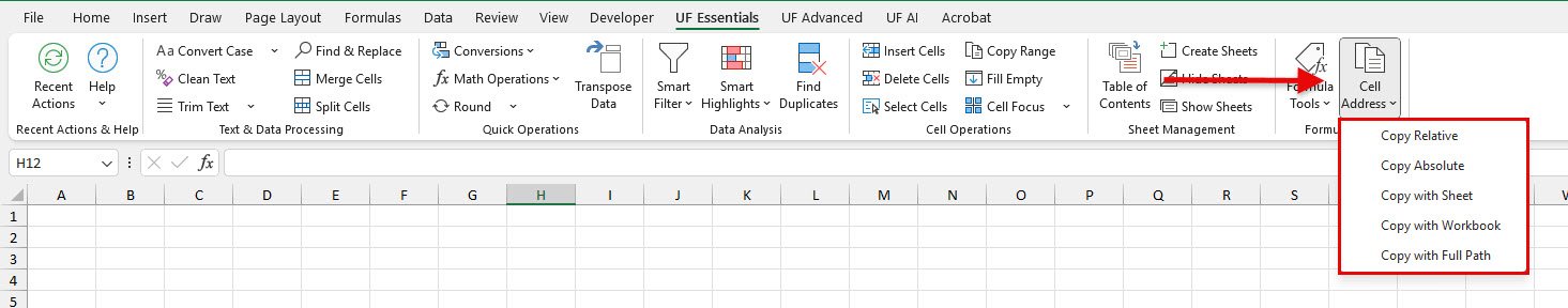 Cell Address for Excel
