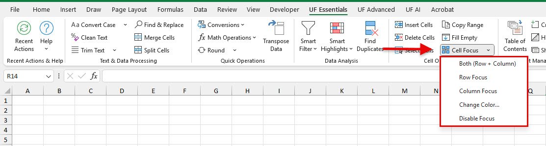 Cell Focus for Excel