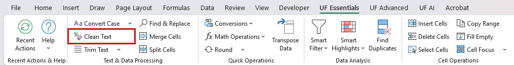 Clean Text in Excel