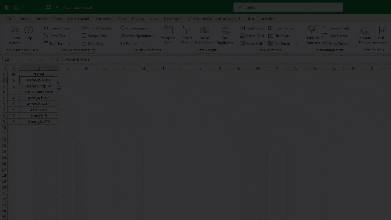 Convert Case using Excel Addin