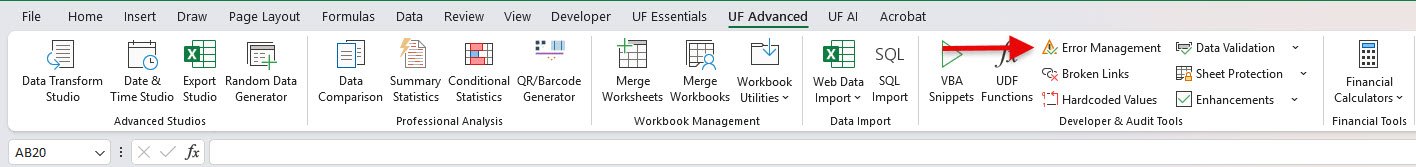 Error Management for Excel