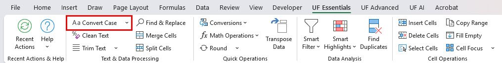 Convert Case in Excel