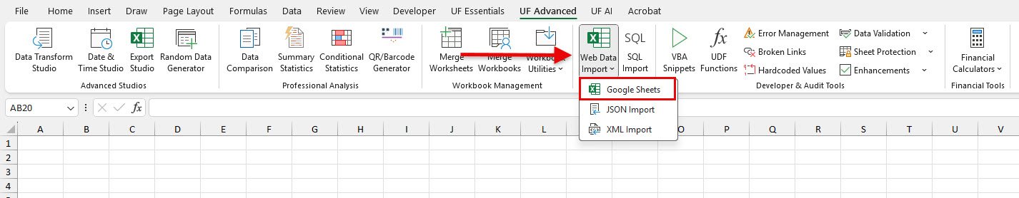 Google Sheets Import for Excel