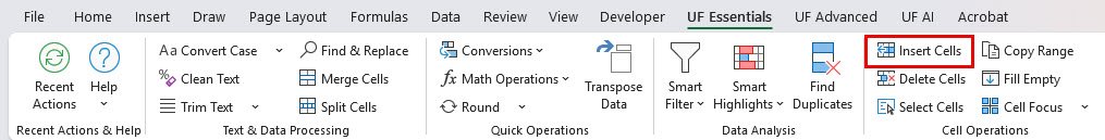 Insert Cells in Excel