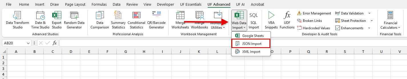 JSON Import for Excel