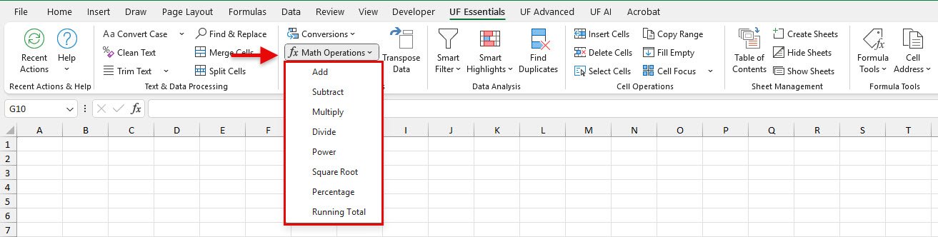 Math Operations in Excel