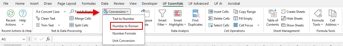 Number to Roman Numeral Converter for Excel