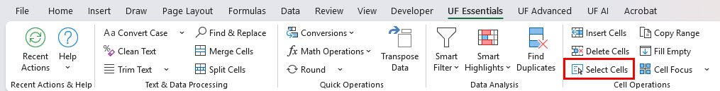 Select Cells in Excel