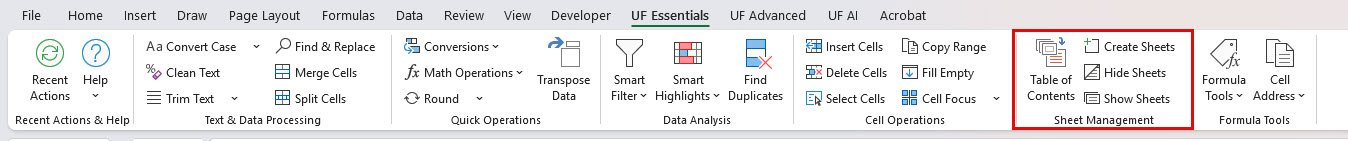 Sheet Management for Excel