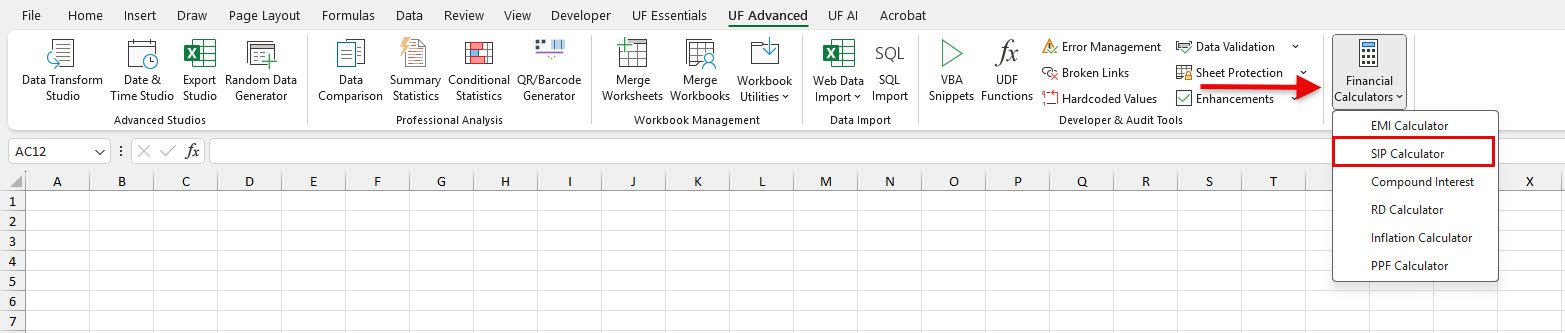 SIP Calculator for Excel