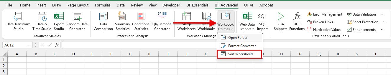Sort Worksheets for Excel