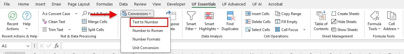 Text to Number Converter in Excel