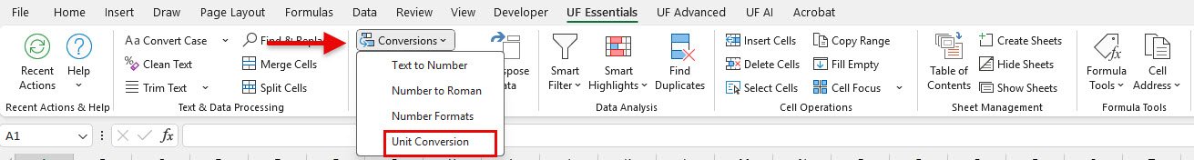 Unit Conversion in Excel