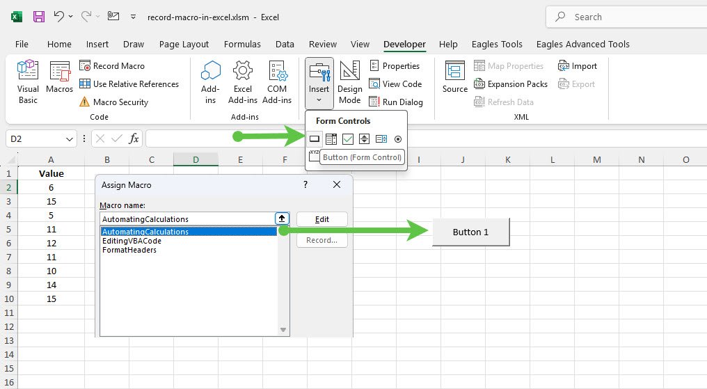 Assign macro to form controls in Excel