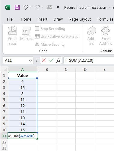 Automating Calculations using Macros