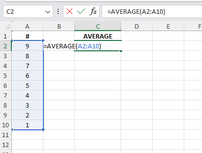 Average Formula in Excel