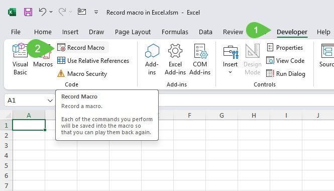 Record Macro in Excel