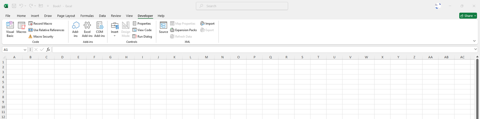 Developer Ribbon in Excel