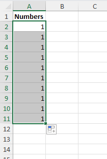 Fill Handle in Excel