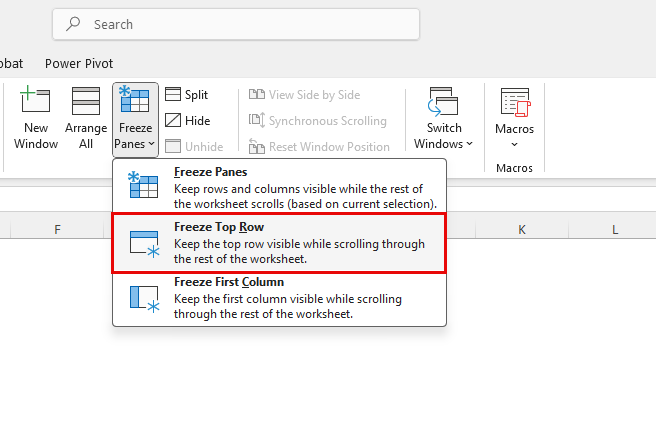 Freeze Top Row in Excel