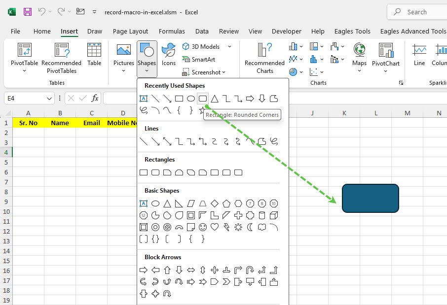 Insert a Shape in Excel