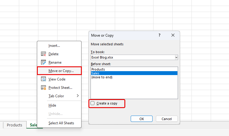 Move or copy sheets in Excel