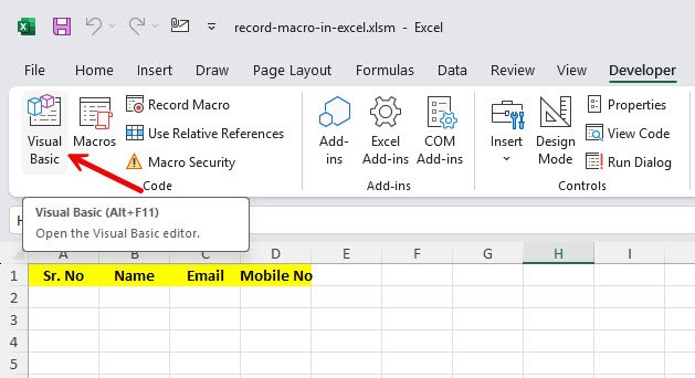 Opening the VBA Editor
