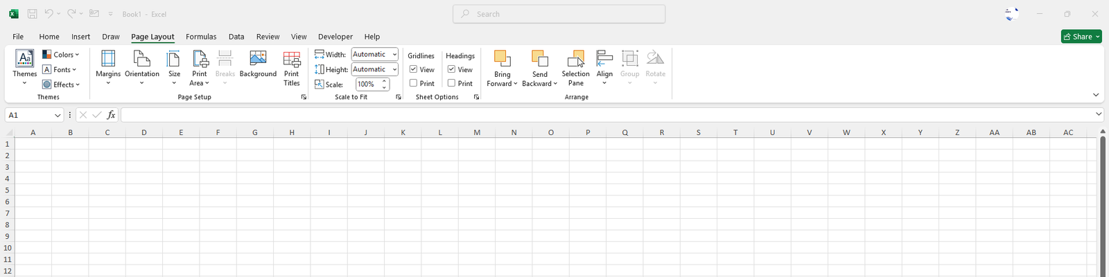 Excel Page Layout Tab