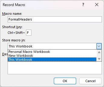 Record Macro in Excel
