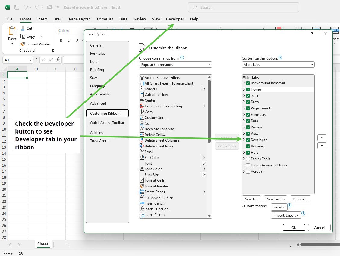 Show the Developer Tab in Excel
