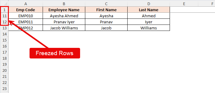 Freeze Top Row in Excel