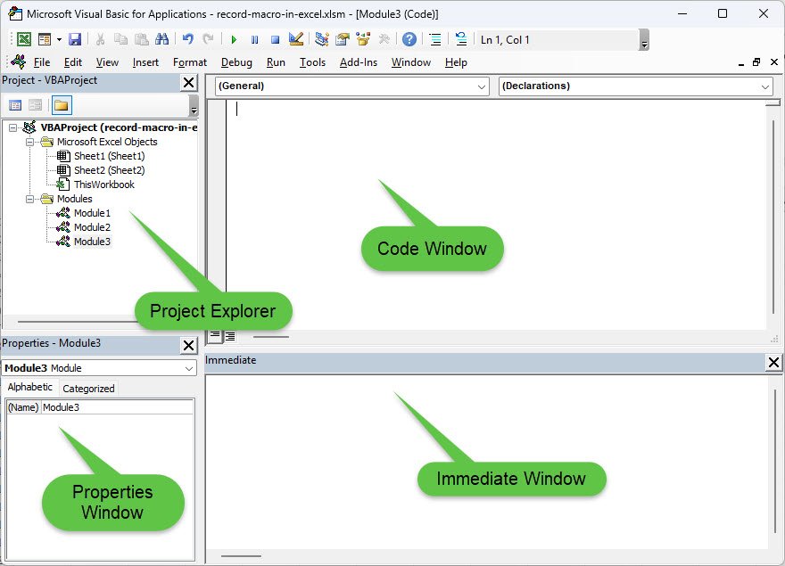 VBA Editor Window Layout