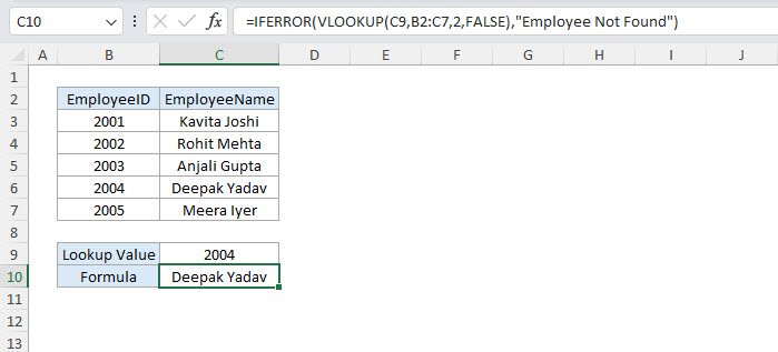 VLOOKUP with IFERROR Function
