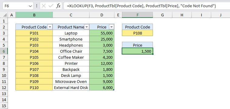 XLOOKUP Function in Excel