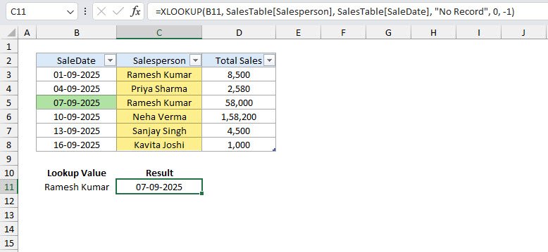 XLOOKUP Reverse Search