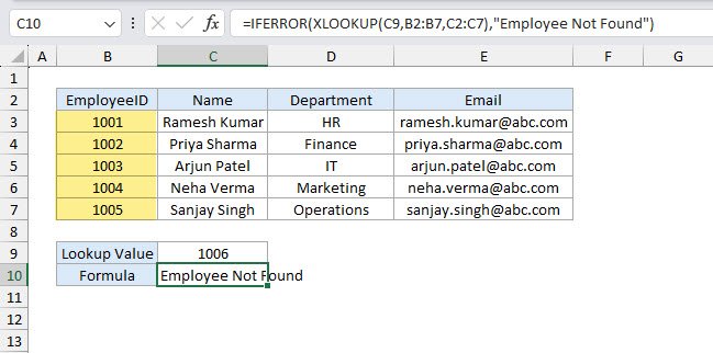 XLOOKUP with IFERROR Function