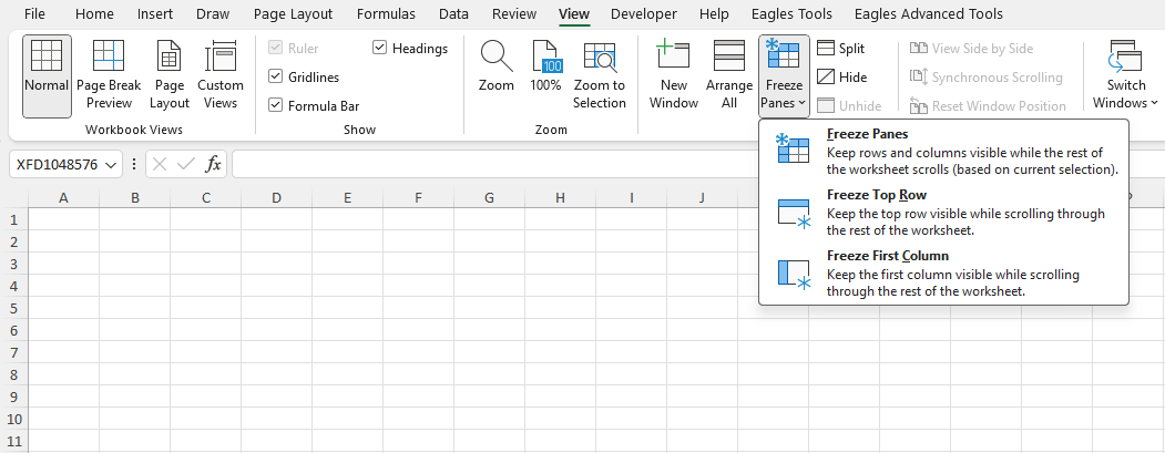 Freeze Panes in Excel