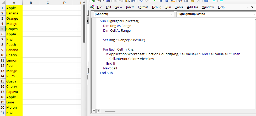 Highlight Duplicate Values in Excel with a Simple Macro (Step-by-Step Guide)
