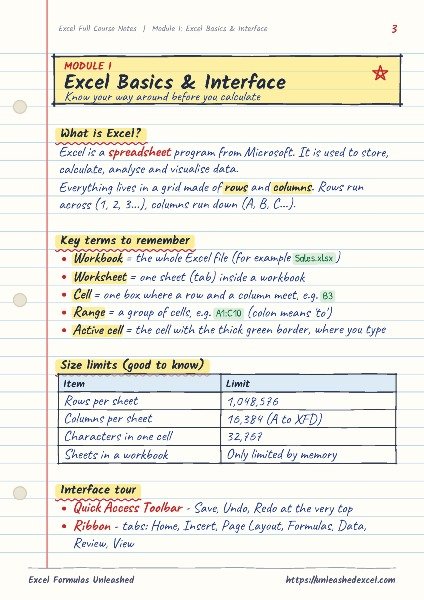 Microsoft Excel - Full Course Notes Beginner to Advanced - Image 5